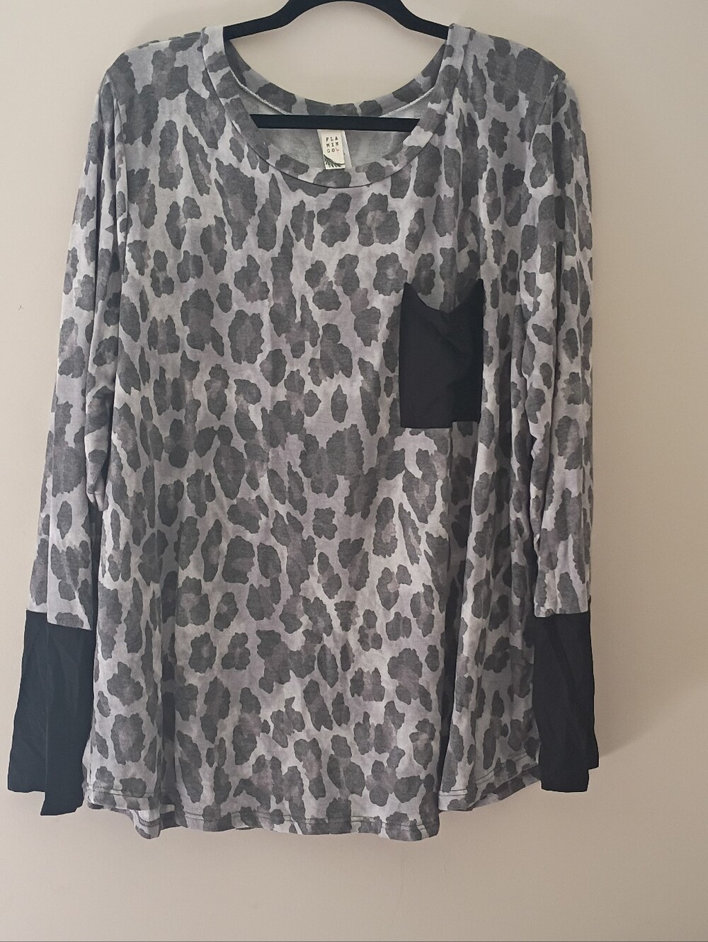 Flamingo Women's Gray Leopard Print Top